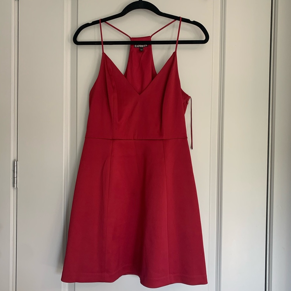 Express Red Satin V-Neck Racerback Cocktail Party Dress Size 10